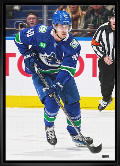 Elias Pettersson Framed 20" x 29" Canvas Canucks Action-V 22.5" x 31.5"